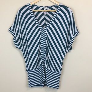 Ventti Striped Dolman Sleeve Sweater